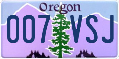 OR license plate 007VSJ