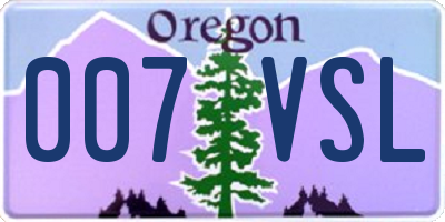 OR license plate 007VSL