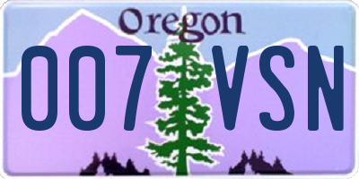 OR license plate 007VSN