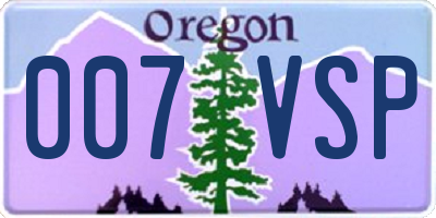 OR license plate 007VSP
