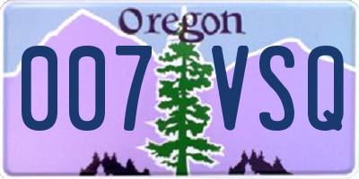 OR license plate 007VSQ