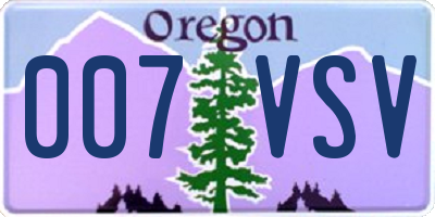 OR license plate 007VSV