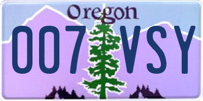 OR license plate 007VSY