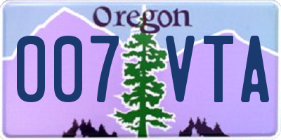 OR license plate 007VTA