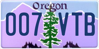 OR license plate 007VTB