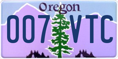 OR license plate 007VTC