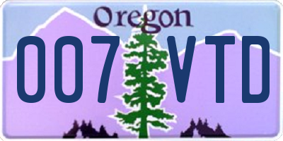 OR license plate 007VTD