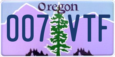 OR license plate 007VTF