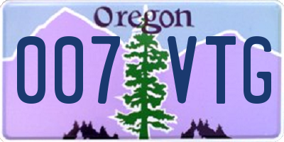 OR license plate 007VTG