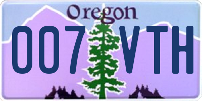 OR license plate 007VTH
