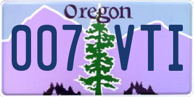 OR license plate 007VTI