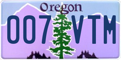 OR license plate 007VTM