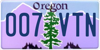 OR license plate 007VTN