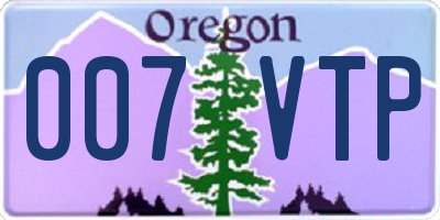 OR license plate 007VTP