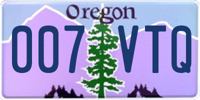 OR license plate 007VTQ
