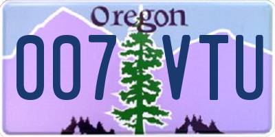 OR license plate 007VTU