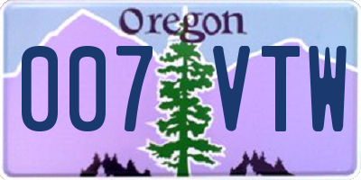 OR license plate 007VTW