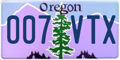 OR license plate 007VTX