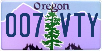 OR license plate 007VTY