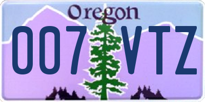 OR license plate 007VTZ