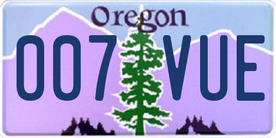 OR license plate 007VUE