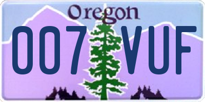 OR license plate 007VUF