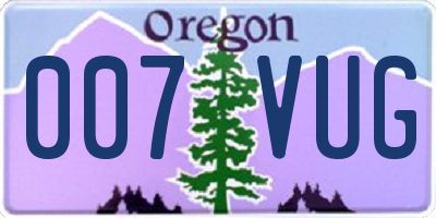 OR license plate 007VUG
