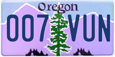 OR license plate 007VUN