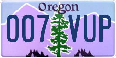 OR license plate 007VUP
