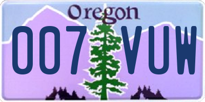 OR license plate 007VUW
