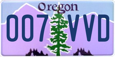 OR license plate 007VVD