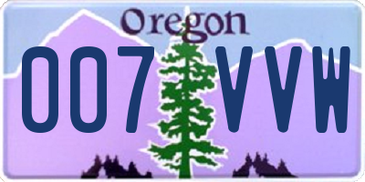 OR license plate 007VVW