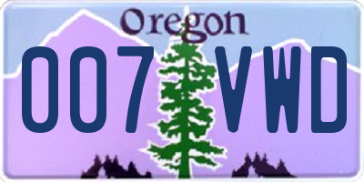 OR license plate 007VWD
