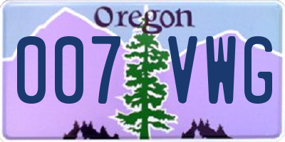 OR license plate 007VWG