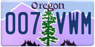 OR license plate 007VWM
