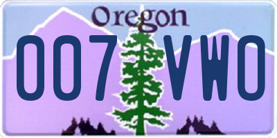 OR license plate 007VWO