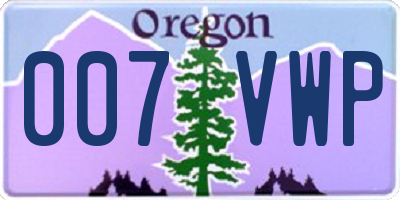 OR license plate 007VWP