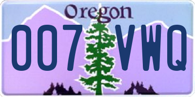 OR license plate 007VWQ