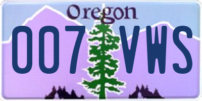 OR license plate 007VWS