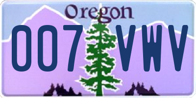 OR license plate 007VWV