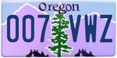 OR license plate 007VWZ