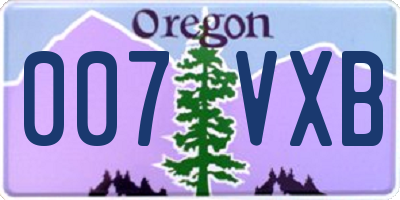 OR license plate 007VXB