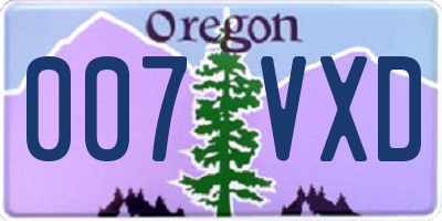 OR license plate 007VXD
