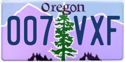 OR license plate 007VXF