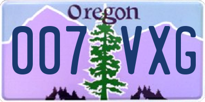 OR license plate 007VXG