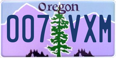 OR license plate 007VXM