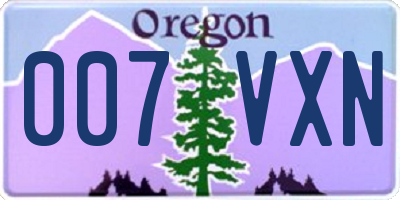 OR license plate 007VXN
