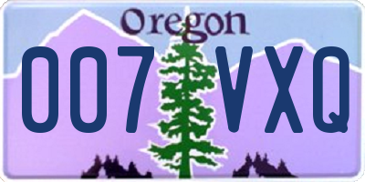 OR license plate 007VXQ