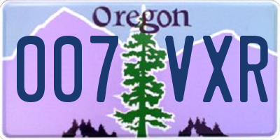 OR license plate 007VXR