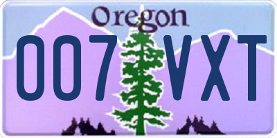 OR license plate 007VXT